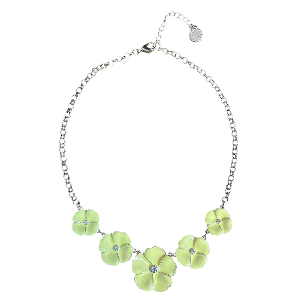 Liz Claiborne Necklace With Extender Yellow Flowers Gold Colored Chain